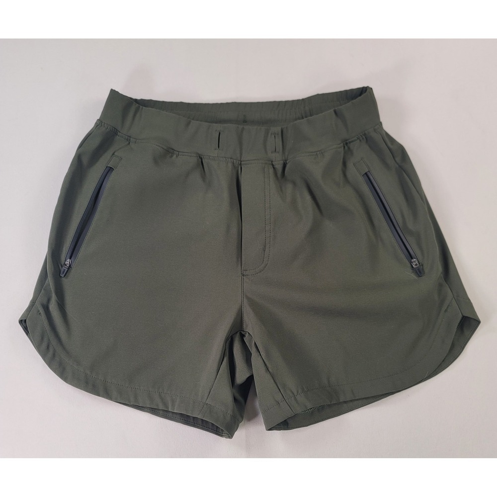 Barbell Apparel Women's Large Olive Green Athletic Running Shorts Zip Pockets